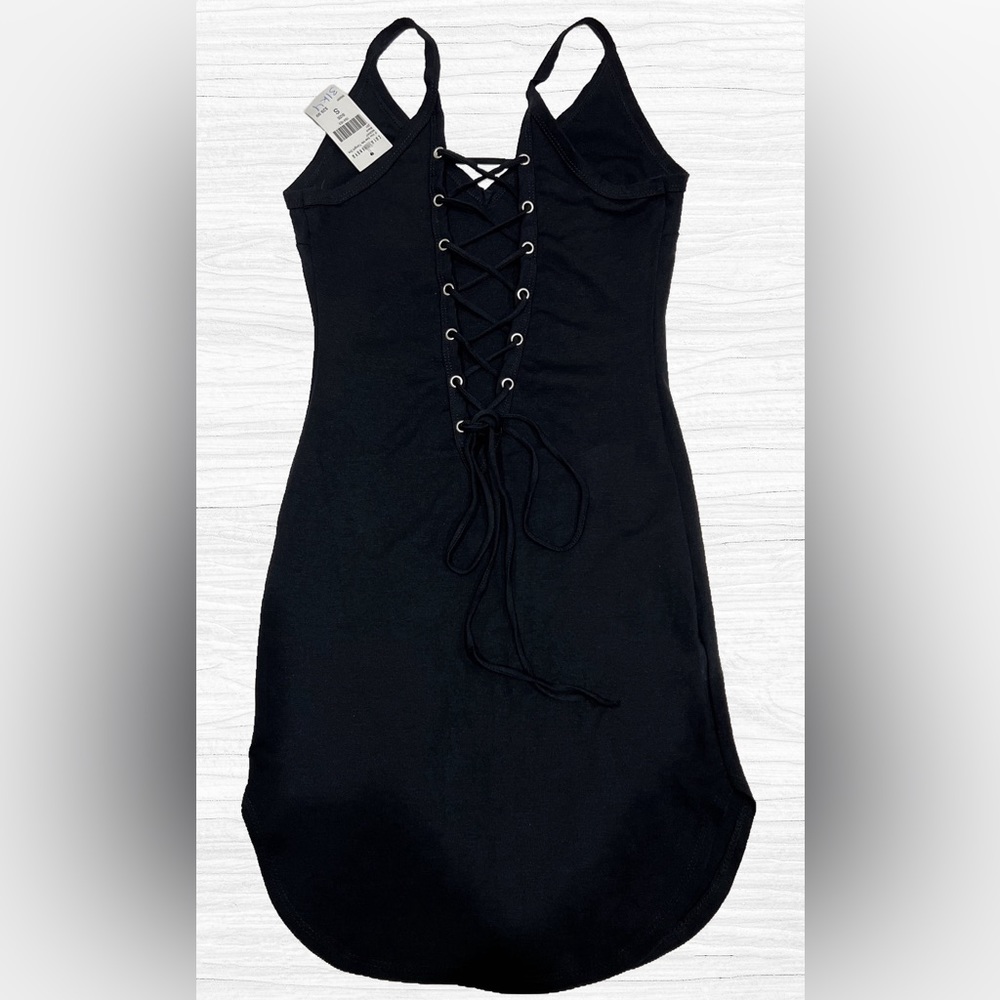 NWT Fashion Nova Black Lace Up Dress - Picture 4 of 6